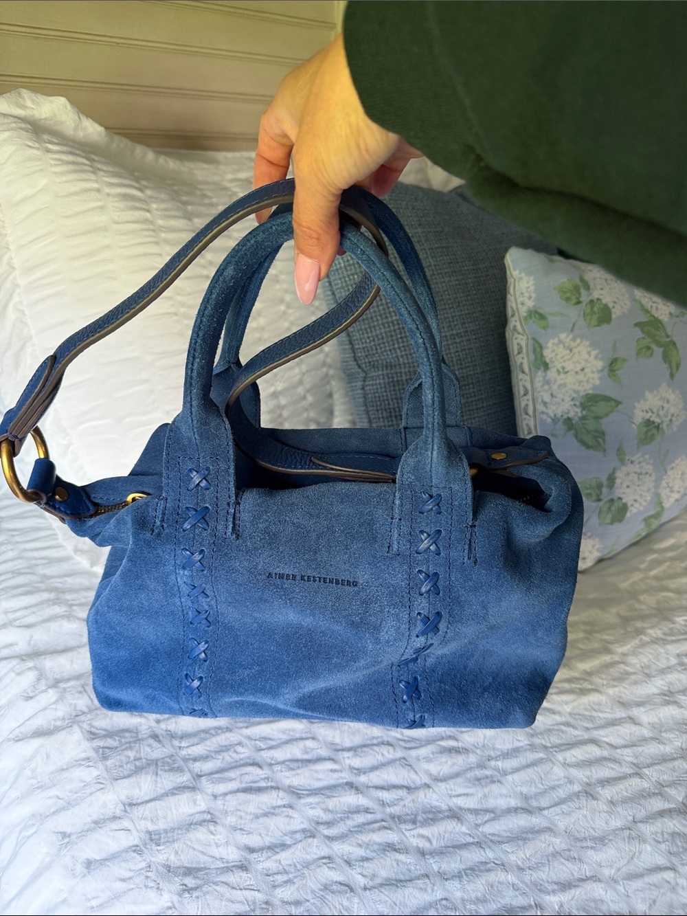 Aimee Kestenberg Hudson Mini Satchel Galactic BLUE Suede Bag